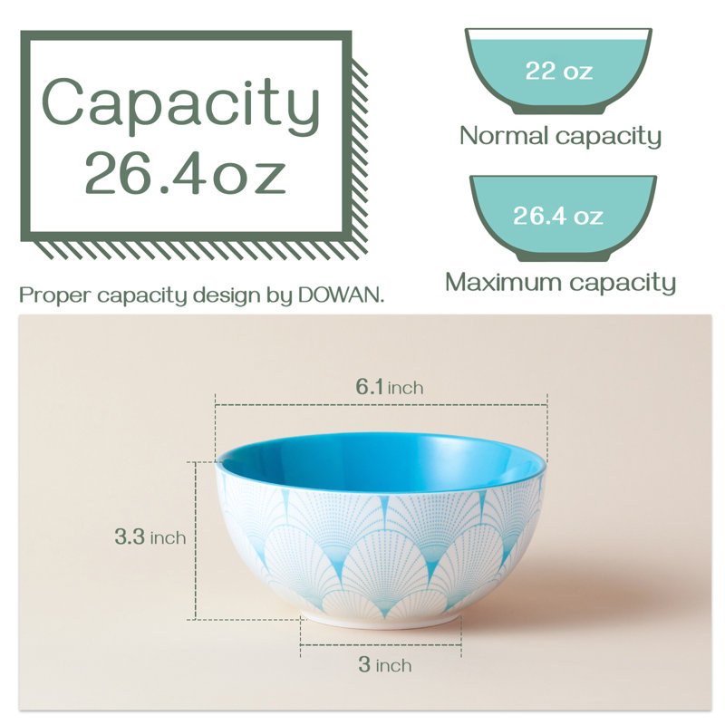 DOWAN 26 Ounce Vibrant Color Ceramic Cereal Bowl Set Of 4 Wayfair